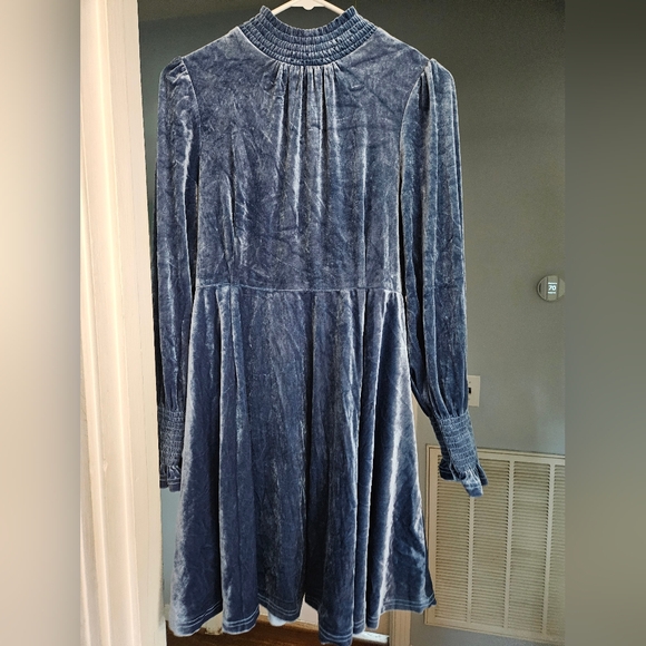 Baltic Born Dresses & Skirts - NWOT Baltic Born Light Blue Velvet Long Sleeve Dress
